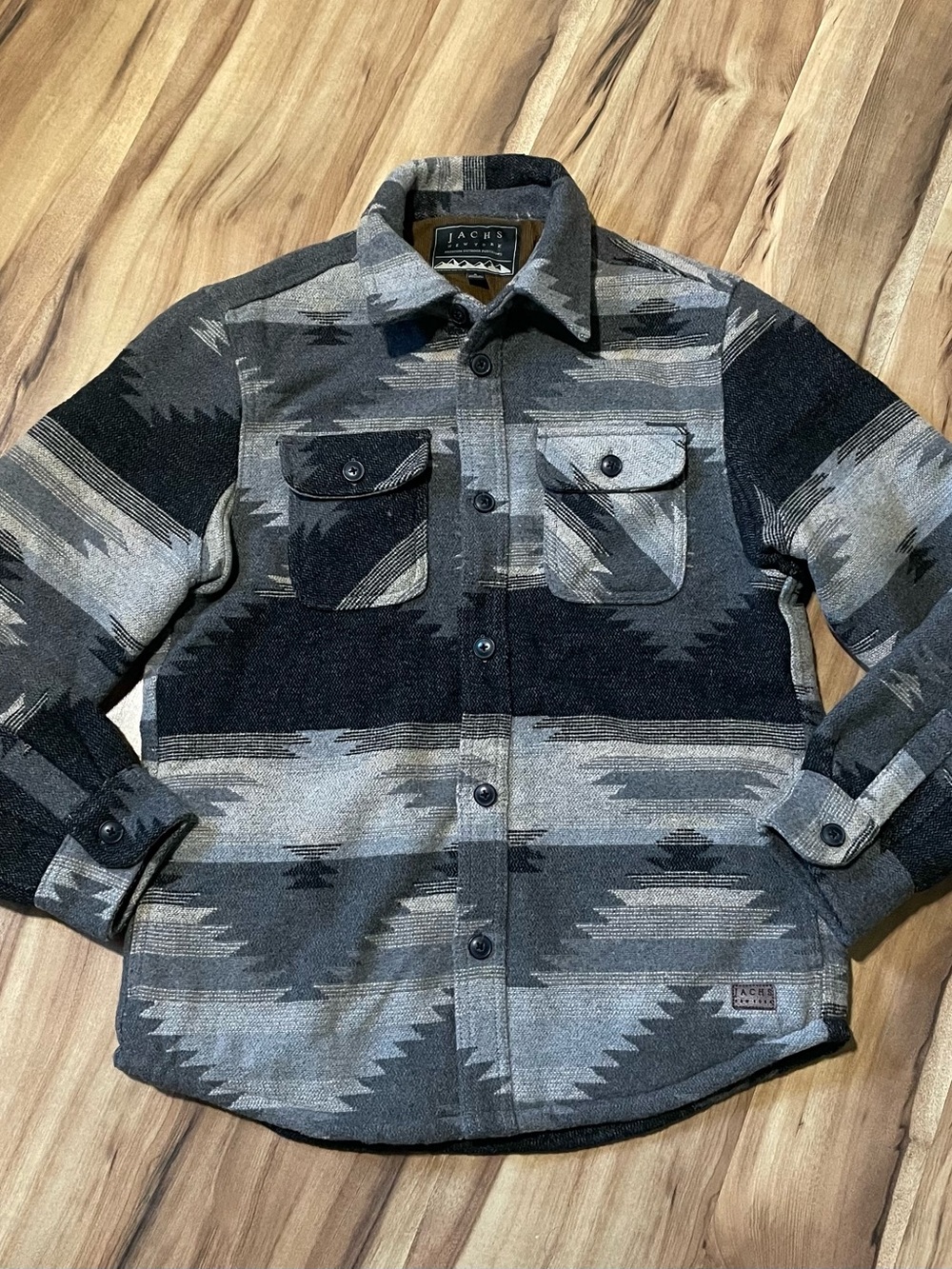 JACHS NY Men's Aztec Wool Blend Sherpa Lined Heavy Shacket Shirt Jacket Small